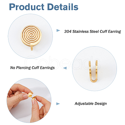 10Pcs 5 Styles 304 Stainless Steel & Brass Cuff Earrings EJEW-HS0001-44B-1