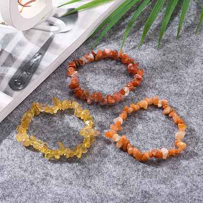 Chips Natural Mixed Stone Stretch Bracelets BJEW-JB05644-1