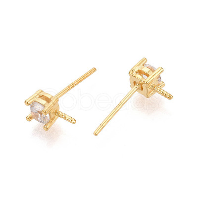 925 Sterling Silver & Clear Cubic Zirconia Stud Earring Findings STER-T008-71G-1