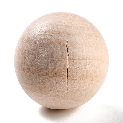 (Defective Closeout Sale: Crack)Natural Wooden Round Ball WOOD-XCP0001-29-1