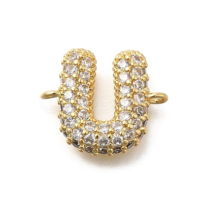 Brass Micro Pave Cubic Zirconia Letter Links KK-I717-04U-1