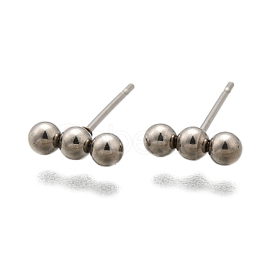 Tarnish Resistant 201 Stainless Steel Beaded Horizontal Bar Stud Earrings with 316 Stainless Steel Pin for Women STAS-K238-01P-1