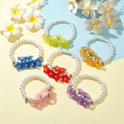 6Pcs 6 Colors Glass Pearl Beaded Stretch Bracelets Set BJEW-JB10042-1