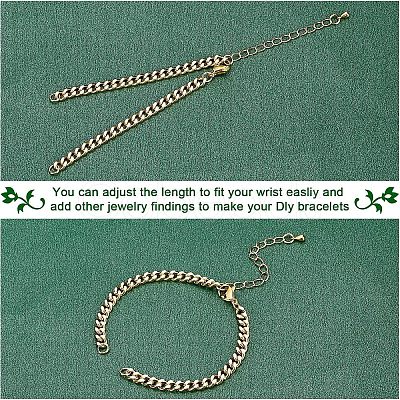 Nbeads 8Pcs Two Tone Handmade Brass Curb Chain Bracelet Makings KK-NB0002-63-1