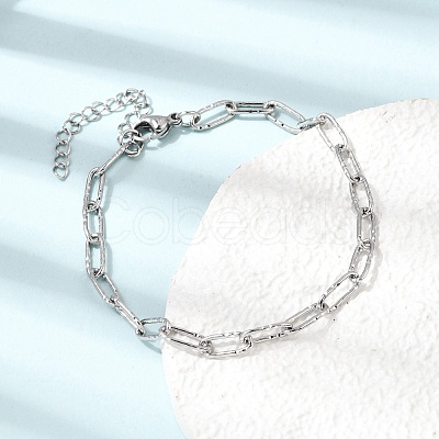 4MM 304 Stainless Steel Textured Paperclip Chain Bracelets for Man and Women SA-CBAB767-13P-1