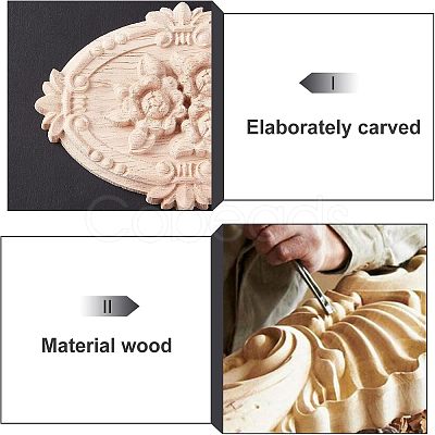 5Pcs Rubber Wood Carved Onlay Applique Craft WOOD-FH0001-85-1