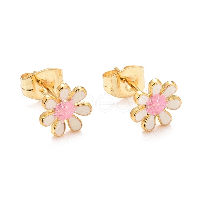 304 Stainless Steel Enamel Stud Earrings EJEW-B009-18G-04-1