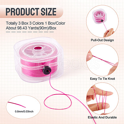 3 Boxes 3 Colors Flat Elastic Crystal String EW-TA0001-12A-1