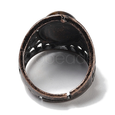 Natural Tiger Eye Oval Adjustable Rings RJEW-K271-06R-22-1