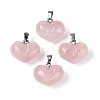 Natural Rose Quartz Chunky Pendants G-T143-19C-1