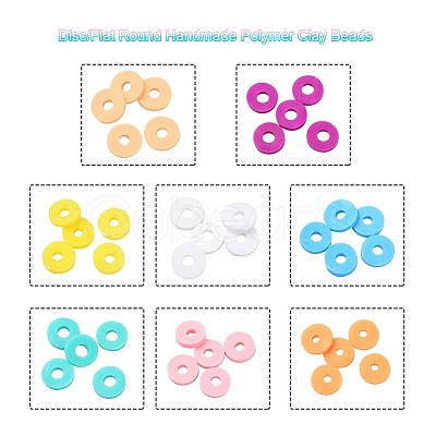 1120Pcs 8 Colors Handmade Polymer Clay Beads CLAY-YW0001-14A-1