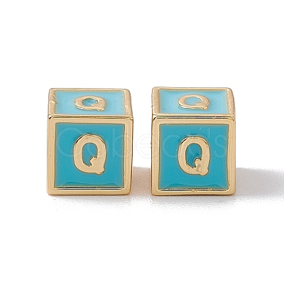 Rack Plating Brass Enamel Beads KK-B060-04G-06Q-1