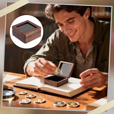 Wood Badge Packing Magnetic Boxes with Acrylic Visible Window Lid CON-WH0095-239A-01-1
