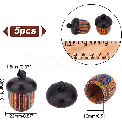 Spray Painted Wooden Acorn Box Jewelry Pendants FIND-WH0143-46-1