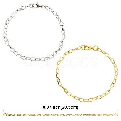 10Pcs Iron Cable Chain Bracelets IFIN-YW0004-03G-1