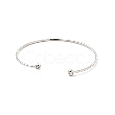 Clear Cubic Zirconia Open Cuff Bangle BJEW-G663-03P-1
