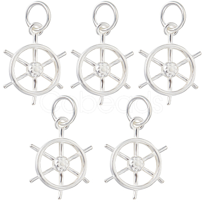 5Pcs 925 Sterling Silver Pendants STER-BBC0002-22-1