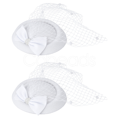 Bowknot Wool Felt Fascinators Pillbox Hat with Iron Alligator Hair Clips LS-MRMJ-WH0077-113A-1