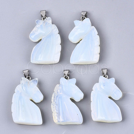 Carved Opalite Pendants G-N0327-002N-1