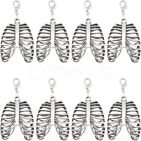 Alloy Rib Skeleton Pendants Decoration HJEW-PH01451-1