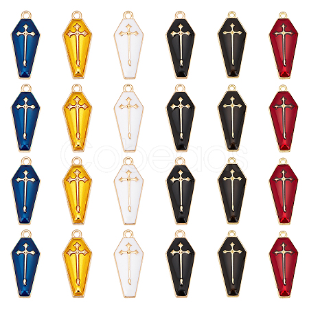 48Pcs 6 Colors Alloy Enamel Pendant ENAM-GA0001-03-1