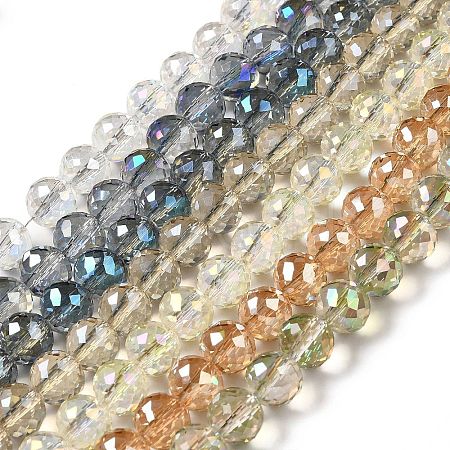 Faceted(128 Facets) Electroplated Glass Beads Strands GLAA-H023-01-1