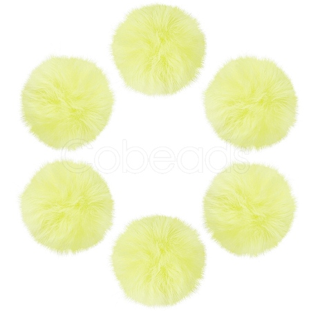 12Pcs Handmade Faux Rabbit Fur Pom Pom Ball Covered Pendants WOVE-SC0001-06C-1