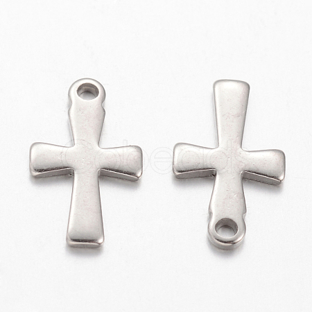 Non-Tarnish 304 Stainless Steel Tiny Cross Charms A-STAS-G076-10P-1