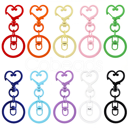 20Pcs 10 Colors Iron Keychain Clasps FIND-SC0017-35-1