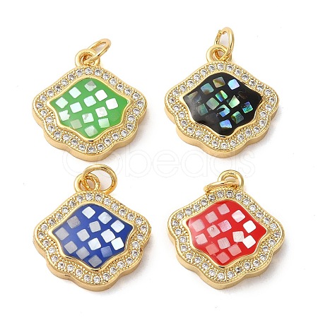 Rack Plating Brass Cubic Zirconia Pendants KK-K385-080G-1