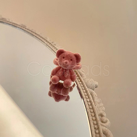 Bear Adjustable Zinc Alloy Flocking Finger Rings for Women FS-WG501E4-03-1
