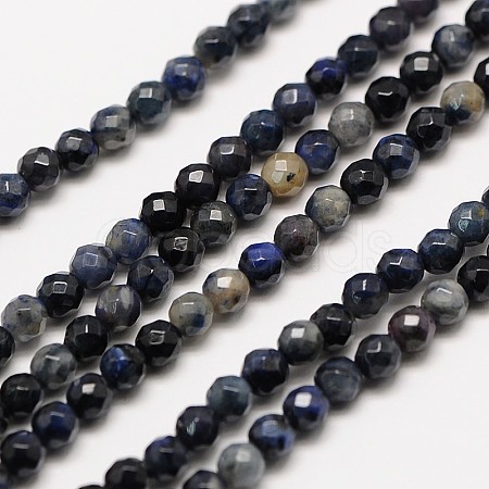 Natural Gemstone Sodalite Faceted Round Beads Strands G-A129-2mm-24-1