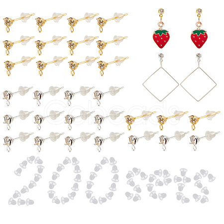Brass Post Earring Findings KK-SC0001-61-1