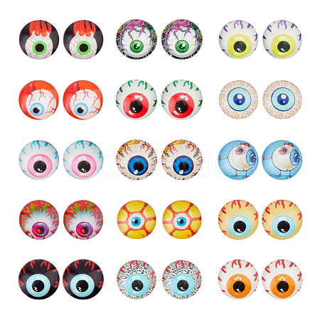 30Pcs Halloween Glass Cabochons GLAA-FH0001-81-1