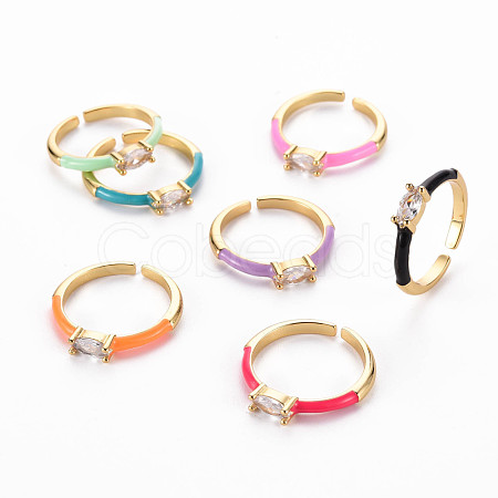 Brass Enamel Cuff Rings RJEW-T016-29-NF-1