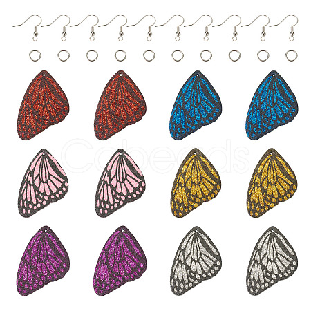 DIY Glitter Imitation Leather Wing Dangle Earring Making Kit DIY-TA0010-26-1