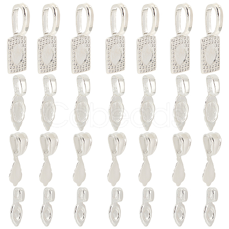 24Pcs 4 Style Rack Plating Brass Glue-on Flat Pad Bails KK-SC0004-50-1