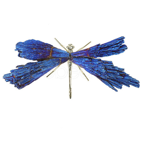 Electroplate Natural Tourmaline Insect Dragonfly Figurine PW23052282160-1