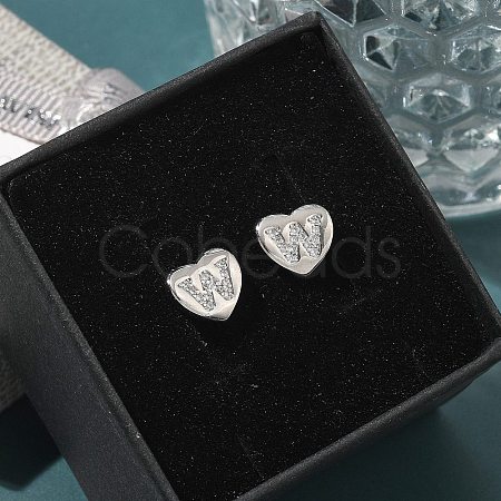 Rack Plating Brass Micro Pave Clear Cubic Zirconia Stud Earrings EJEW-K299-01P-W-1