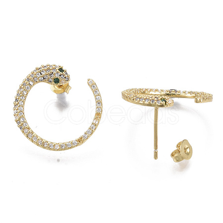 Brass Micro Pave Cubic Zirconia Stud Earrings EJEW-S208-091-1