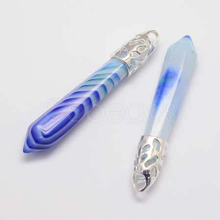 Natural Stripe Agate Big Pointed Pendants G-D860-C19-P-1