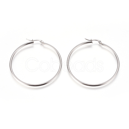 Tarnish Resistant 201 Stainless Steel Big Hoop Earrings EJEW-F237-02C-P-1