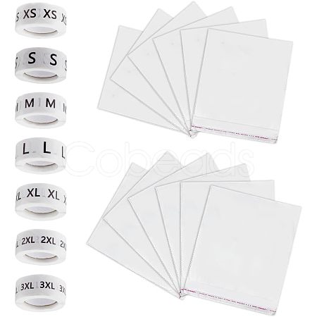 7 Rolls 7 Styles Paper Self-Adhesive Clothing Size Labels Sticker Rolls DIY-OC0004-34-1