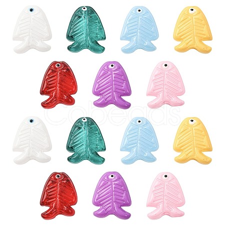 14Pcs 7 Colors Glass Enamel Beads LAMP-FS0001-59-1