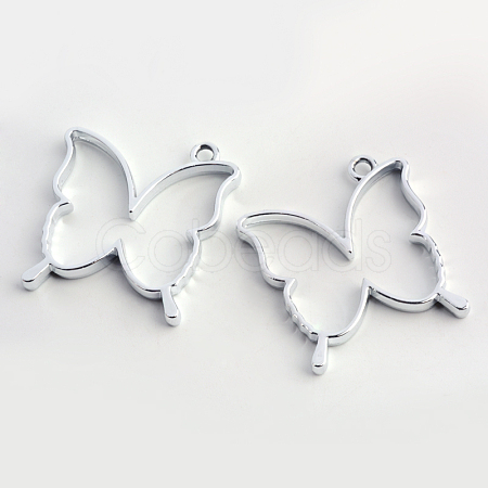 Rack Plating Alloy Butterfly Open Back Bezel Pendants PALLOY-S047-34D-FF-1