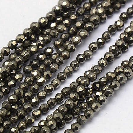 Natural Pyrite Beads Strands G-L031-2mm-03-1