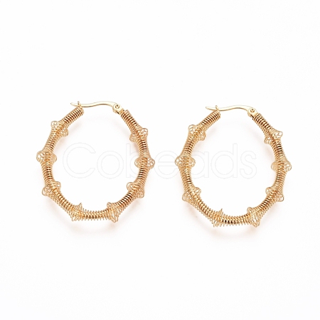 Long-Lasting Plated 304 Stainless Steel Wire Wrapped Hoop Earrings EJEW-D250-04B-G-1