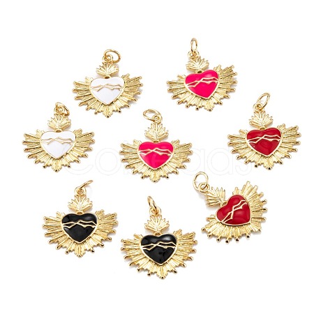 Golden Brass Enamel Pendants KK-A155-15G-1