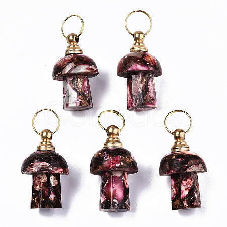 Assembled Synthetic Bronzite and Imperial Jasper Openable Perfume Bottle Pendants LS-G-S366-057C-1