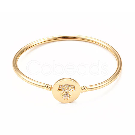 Rack Plating Brass Micro Pave Cubic Zirconia Bangles BJEW-E071-17G-02-1